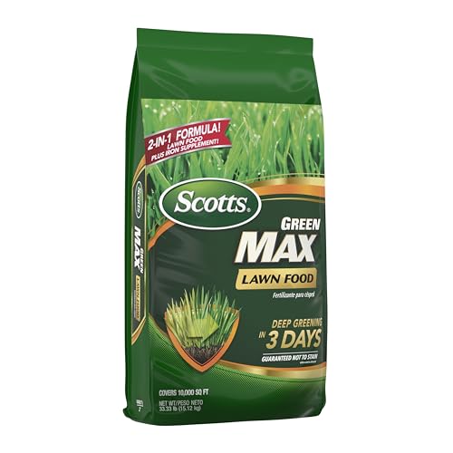 Scotts Green Max Lawn Food, Lawn Fertilizer Plus Iron Supplement for Greener Grass in 3 Days, 5,000 sq. ft., 16.67 lbs.