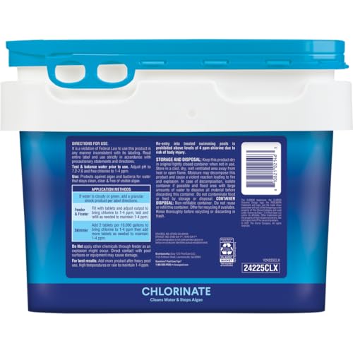 Clorox Pool&Spa XTRABLUE 3” Chlorinating Tablets, Individually Wrapped, Kills Bacteria & Stops Algae (5 LB)