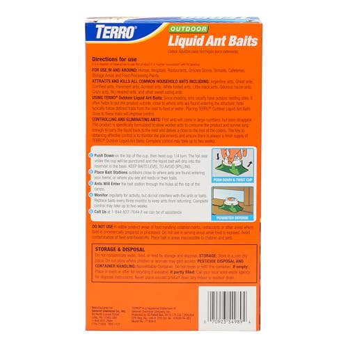 TERRO T1804-6 Outdoor Ready-to-Use Liquid Ant Bait Killer and Trap - Kills Common Household Ants - 4 Bait Stations
