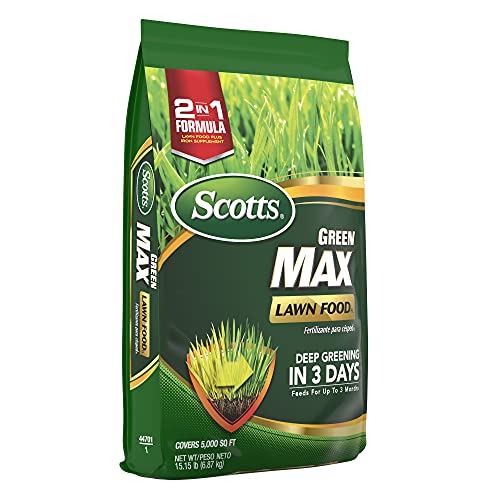 Scotts Green Max Lawn Food, Lawn Fertilizer Plus Iron Supplement for Greener Grass in 3 Days, 5,000 sq. ft., 16.67 lbs.