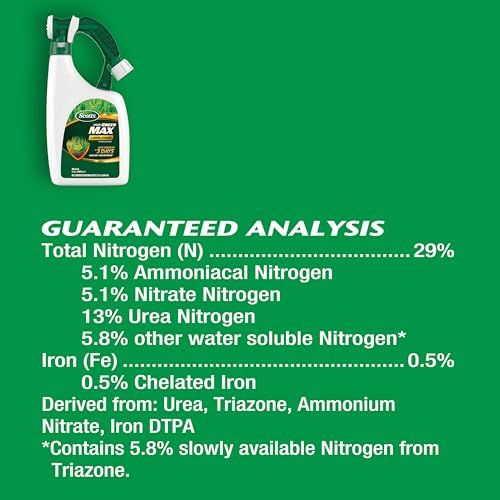 Scotts Green Max Lawn Food, Lawn Fertilizer Plus Iron Supplement for Greener Grass in 3 Days, 5,000 sq. ft., 16.67 lbs.
