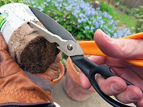 Fiskars Pruning Shears for Gardening, Multipurpose 8" Garden Shears with Sheath and SoftGrip Handle, Great for cutting Nursery Pots, Bags, and Wire
