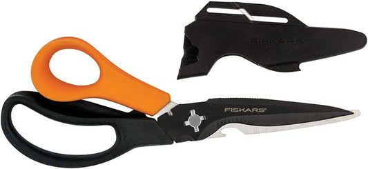 Fiskars Pruning Shears for Gardening, Multipurpose 8" Garden Shears with Sheath and SoftGrip Handle, Great for cutting Nursery Pots, Bags, and Wire