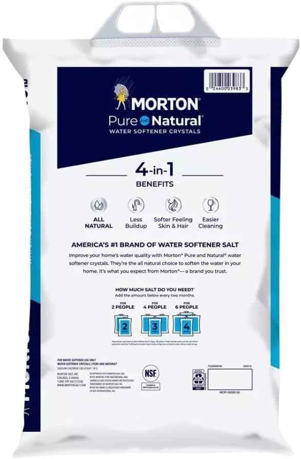 (2 PK) Morton Water Softener Salt Crystals, Pure and Natural 4 in 1, 40 pounds
