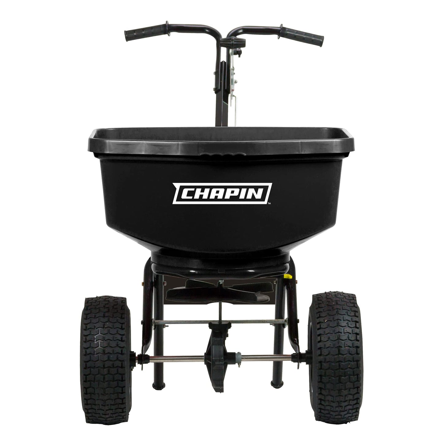 Chapin 8303C Made in the USA 100 lb. Contractor Turf Broadcast Spreader with Enclosed Gears System, Rugged Powder Coated Steel Frame, 12 Inch Tire, Includes Rain Cover and Grate, Red
