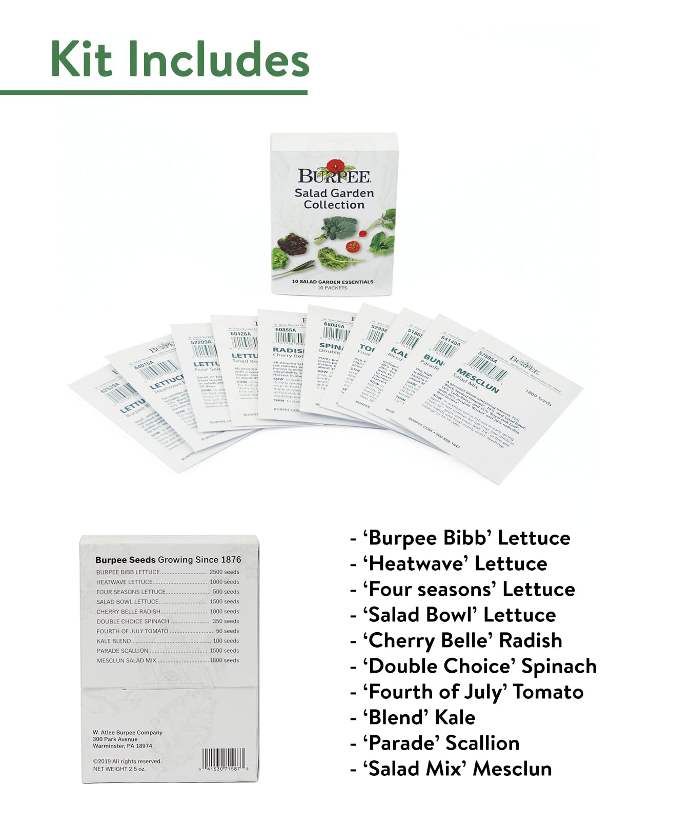 Burpee Culinary Classics Garden Collection 10 Packets of Non-GMO Chives, Cilantro, Basil, Sage, Thyme, Dill, Parsley, Chamomile, Marjoram & Oregano | Kitchen Herb Variety Pack, Seeds for Planting