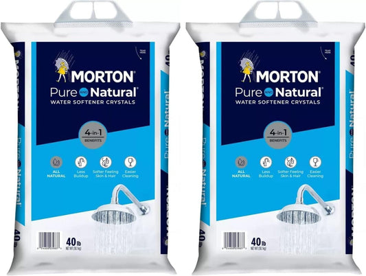 (2 PK) Morton Water Softener Salt Crystals, Pure and Natural 4 in 1, 40 pounds