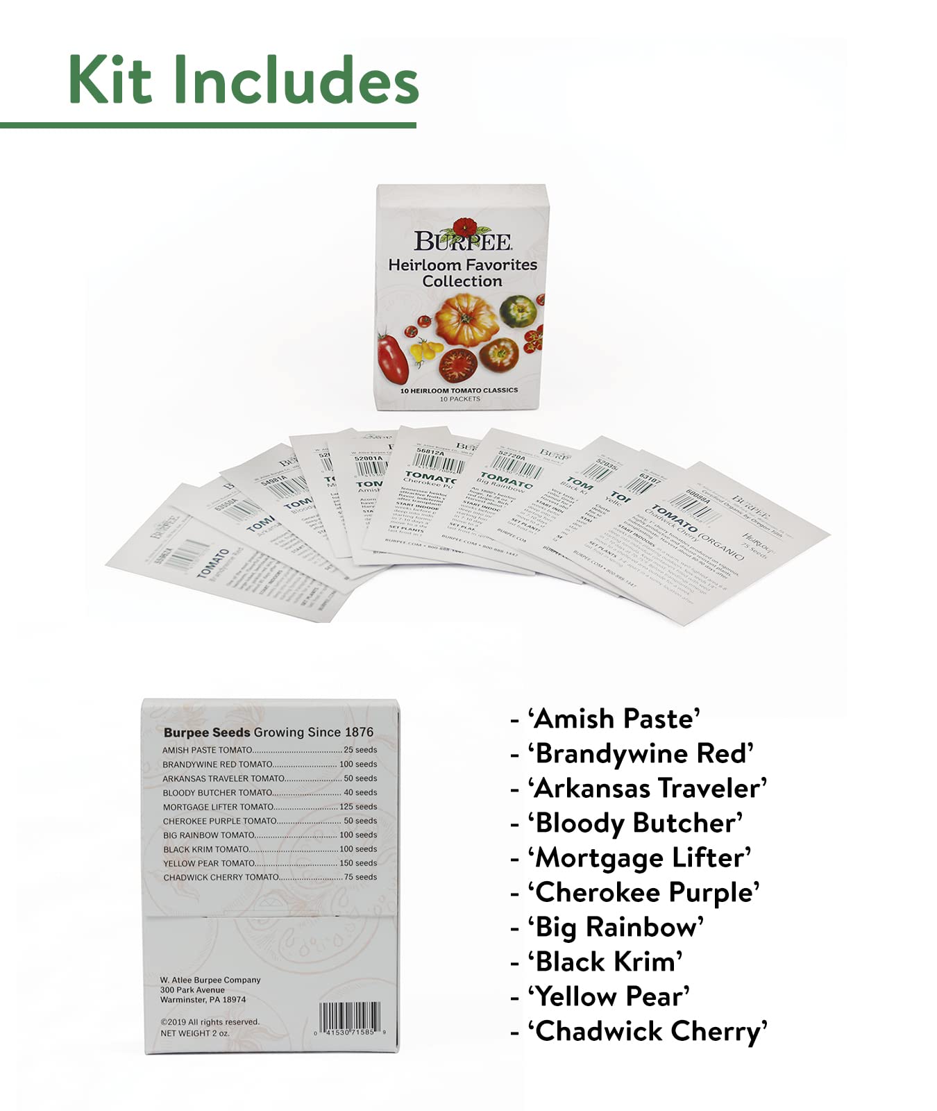 Burpee Culinary Classics Garden Collection 10 Packets of Non-GMO Chives, Cilantro, Basil, Sage, Thyme, Dill, Parsley, Chamomile, Marjoram & Oregano | Kitchen Herb Variety Pack, Seeds for Planting