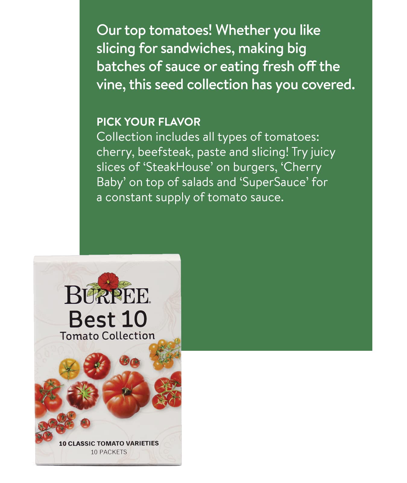 Burpee Culinary Classics Garden Collection 10 Packets of Non-GMO Chives, Cilantro, Basil, Sage, Thyme, Dill, Parsley, Chamomile, Marjoram & Oregano | Kitchen Herb Variety Pack, Seeds for Planting