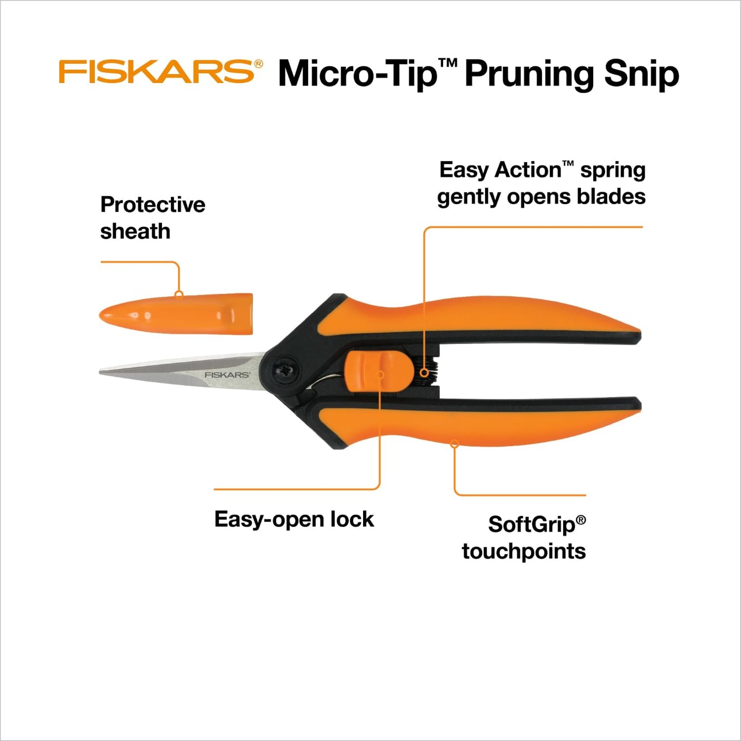 Fiskars 6" Pruning Scissors (2-Pack) for Flowers, Buds, Weeds and Small Plants, Garden Snips with Resin Resistant Nonstick Stainless Steel Blades, Gardening Trimmers with Comfortable Handle