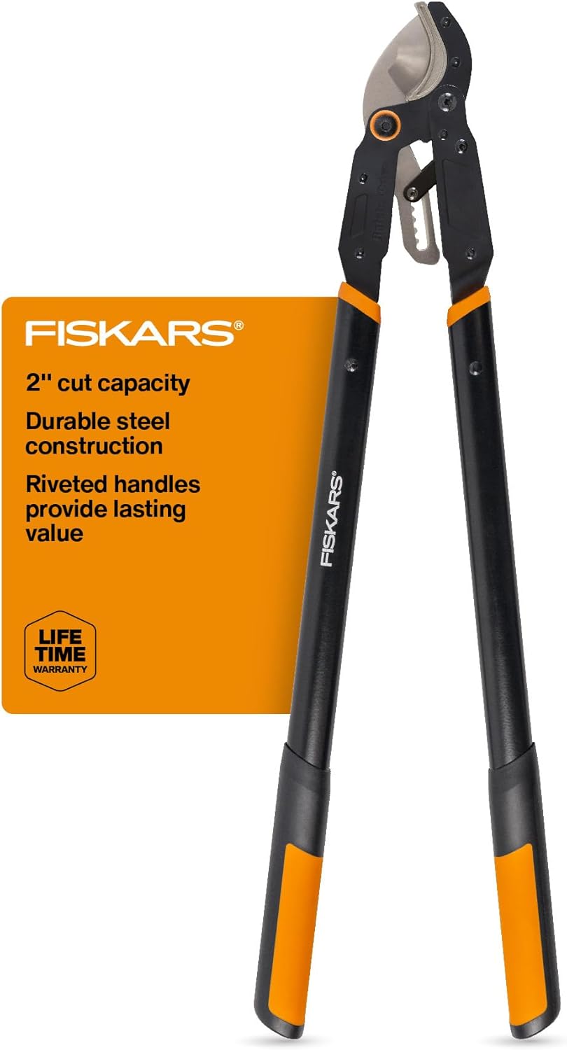 Fiskars 15-Inch PowerGear Loppers, Sharp Steel Blade Bush and Tree Trimmer, Cuts up to 1.25-Inch Diameter Branches, Rust Resistant and Lightweight Pruner, Yard Tools for Gardening