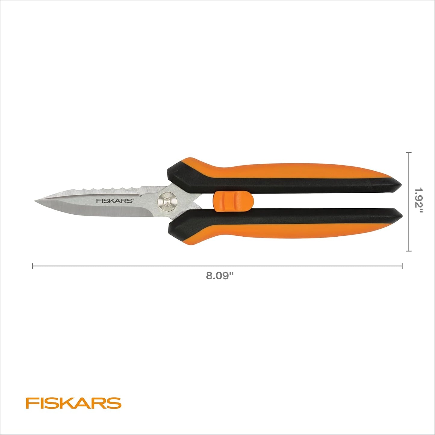 Fiskars Pruning Shears for Gardening, Multipurpose 8" Garden Shears with Sheath and SoftGrip Handle, Great for cutting Nursery Pots, Bags, and Wire