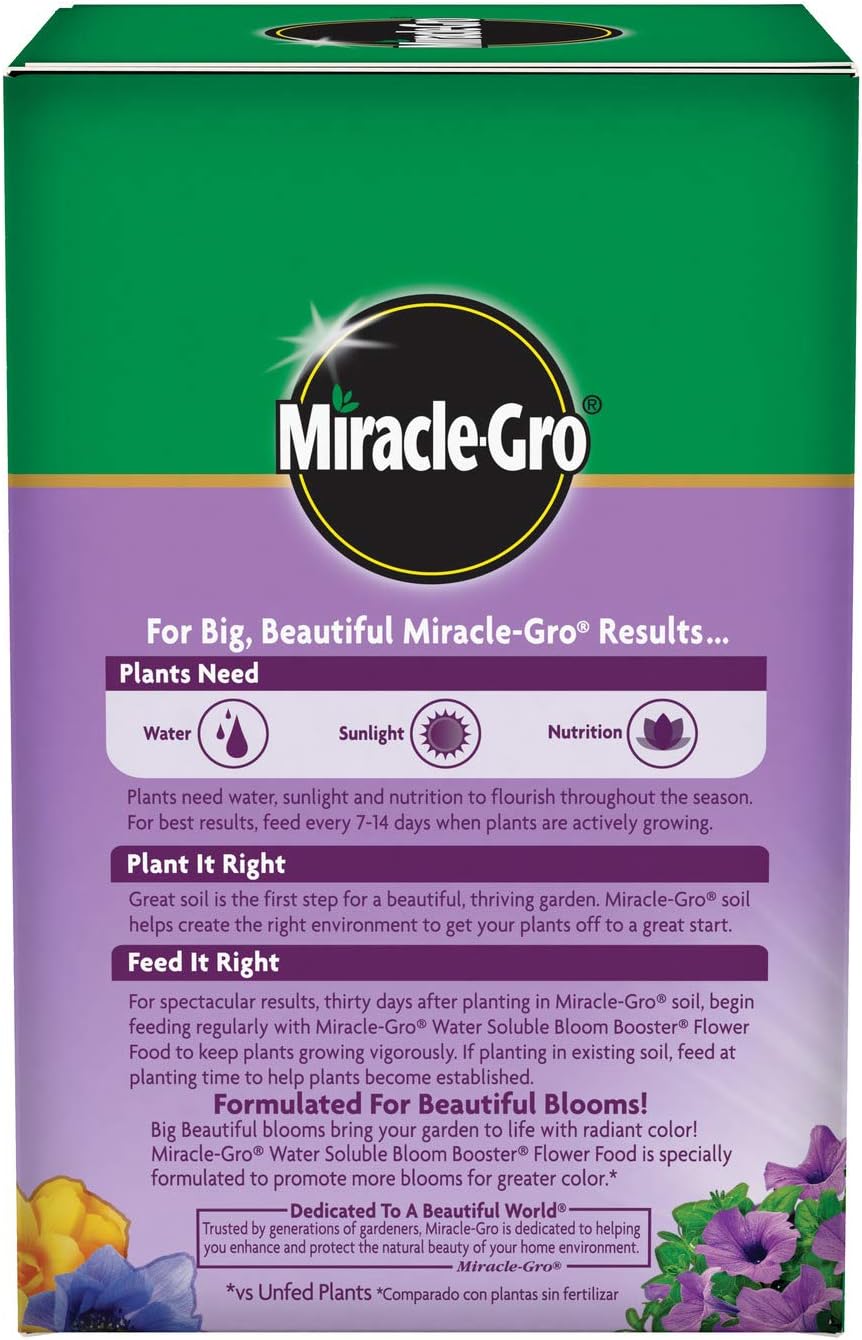 Miracle-Gro Water Soluble Bloom Booster Flower Food, Plant Food for Annual and Perennial Flowers, In-Ground and Container Plants, Roses, Hydrangeas, Hibiscus, 5.5 lb.