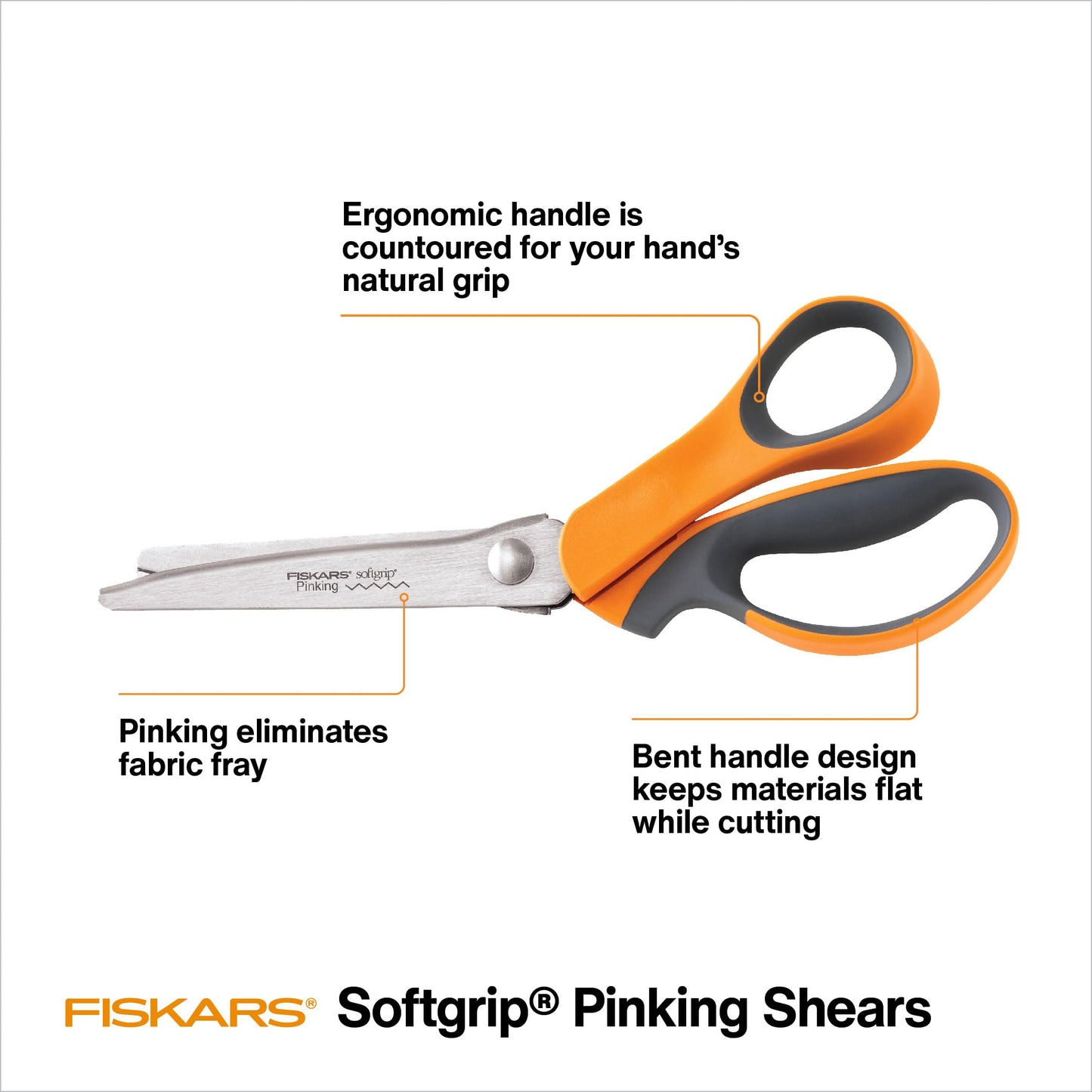 Fiskars 8” Original Orange-Handled Stainless Steel Scissors, Ergonomic and Keeps Material Flat, Sharp All-Purpose Paper and Fabric Scissors for Office, Arts, and Crafts