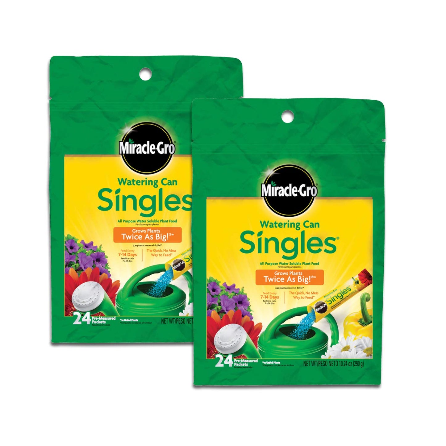 Miracle-Gro Watering Can Singles All Purpose Water Soluble Plant Food, For Flowers, Vegetables, Houseplants, Trees, Indoor and Outdoor Plants, 24 Packets