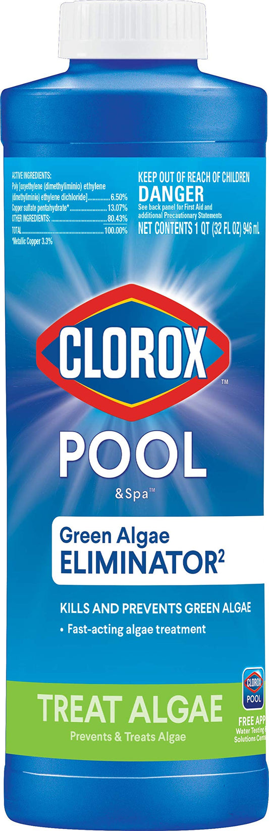 Clorox® Pool&Spa™ Swimming Pool Algaecide, Prevents and Treats Pool Algae, Non-Foaming, 1 Quart (Pack of 1)