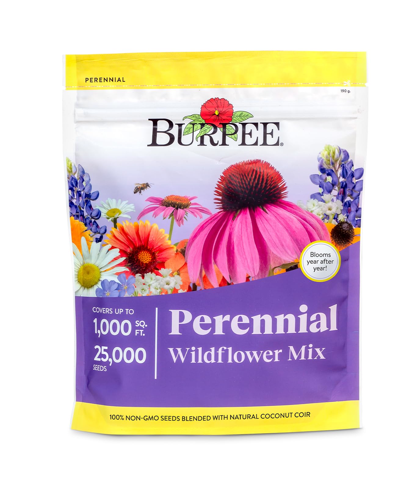 Burpee Wildflower 25,000 Bulk, 1 Bag, 18 Varieties of Non-GMO Flower Seeds Pollinator Garden, Pollinator Mix