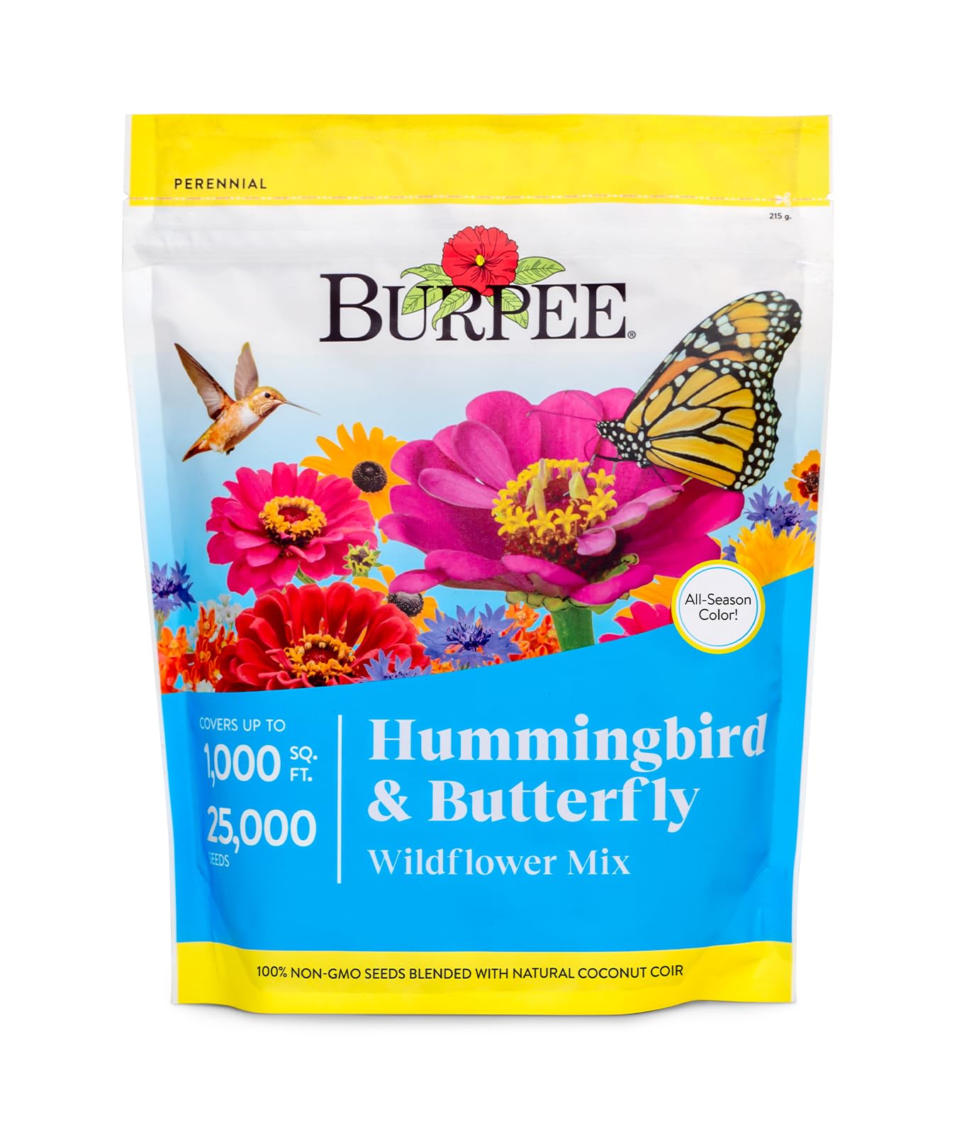 Burpee Wildflower 25,000 Bulk, 1 Bag, 18 Varieties of Non-GMO Flower Seeds Pollinator Garden, Pollinator Mix