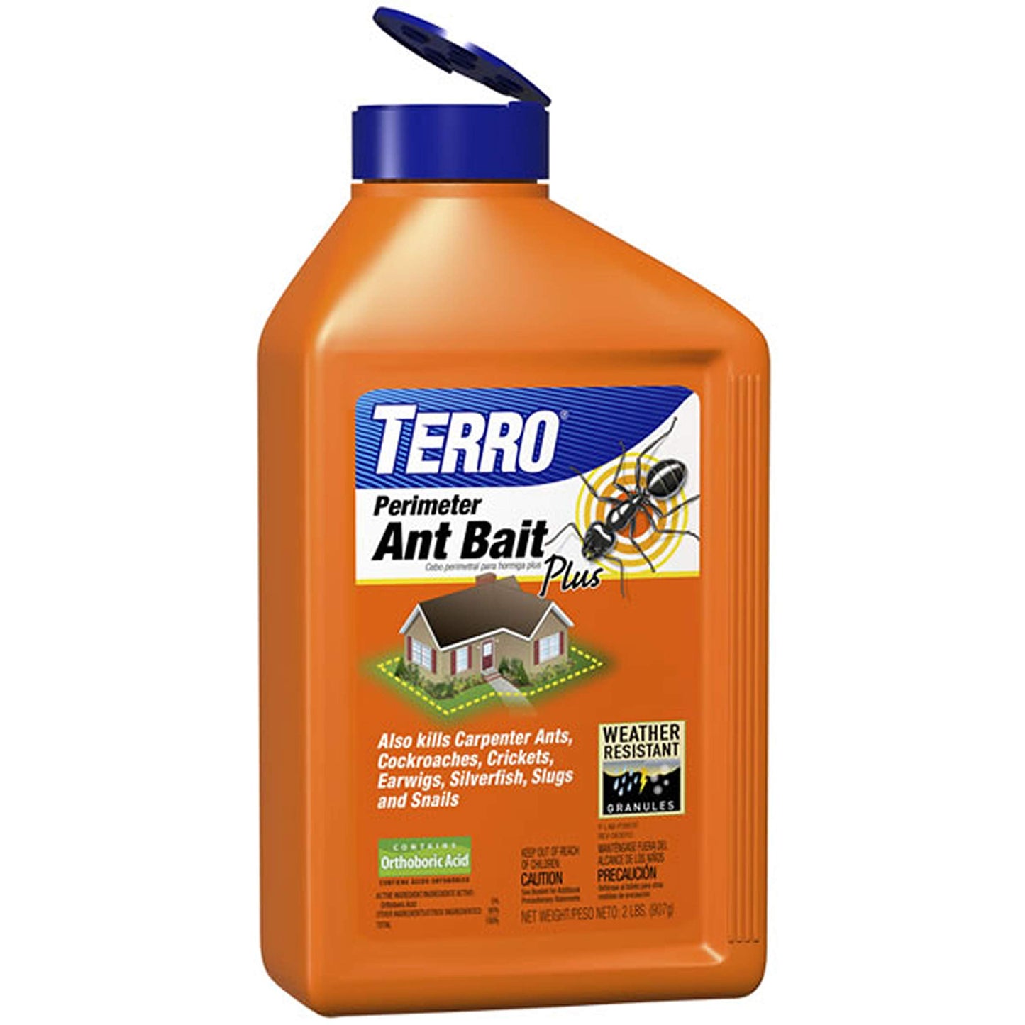 TERRO T2600 Perimeter Ant Bait Plus - Outdoor Ant Bait and Killer - Attracts and Kills Ants, Carpenter Ants, Roaches, Crickets, Earwigs, Silverfish, Slugs and Snails - 2 Pack, 4Lbs