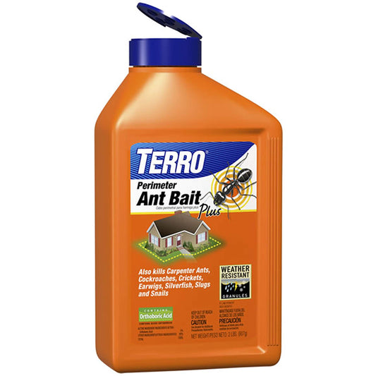 TERRO T2600 Perimeter Ant Bait Plus - Outdoor Ant Bait and Killer - Attracts and Kills Ants, Carpenter Ants, Roaches, Crickets, Earwigs, Silverfish, Slugs and Snails - 2 Pack, 4Lbs