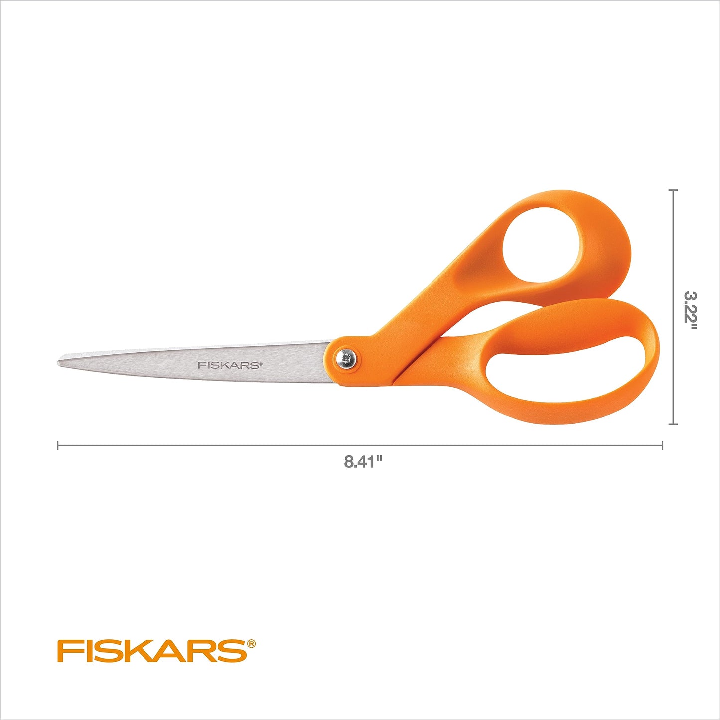 Fiskars 8” Original Orange-Handled Stainless Steel Scissors, Ergonomic and Keeps Material Flat, Sharp All-Purpose Paper and Fabric Scissors for Office, Arts, and Crafts