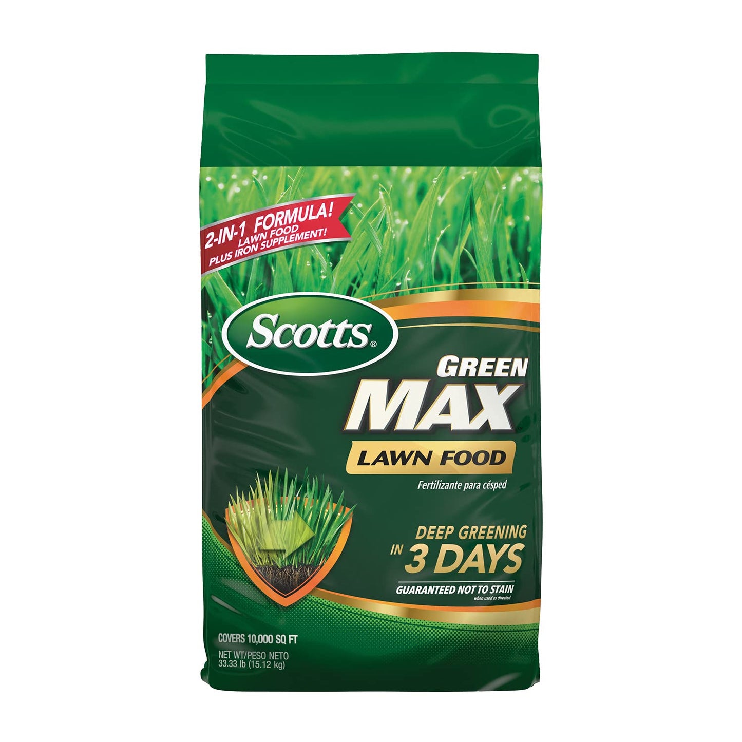Scotts Green Max Lawn Food, Lawn Fertilizer Plus Iron Supplement for Greener Grass in 3 Days, 5,000 sq. ft., 16.67 lbs.