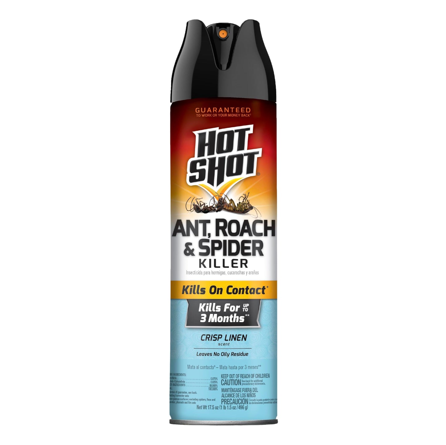 Hot Shot Ant, Roach & Spider Killer, Kills Roaches and Listed Ants On Contact, Indoor & Outdoor Use, (Unscented) 2 Pack, 17.5 Ounce