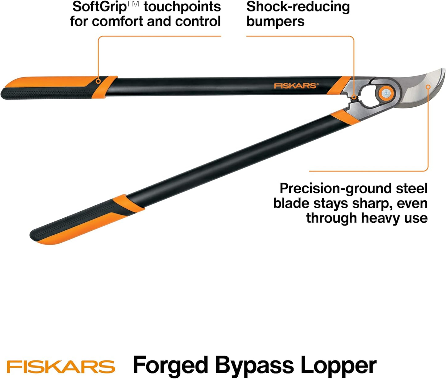 Fiskars 32-Inch Loppers for Tree Trimming, Heavy Duty, Low-Friction Sharp Steel Blade, Branch Cutter up to 2-Inch Diameter Cut Capacity, PowerGear2 Technology that Multiplies Power for Less Effort