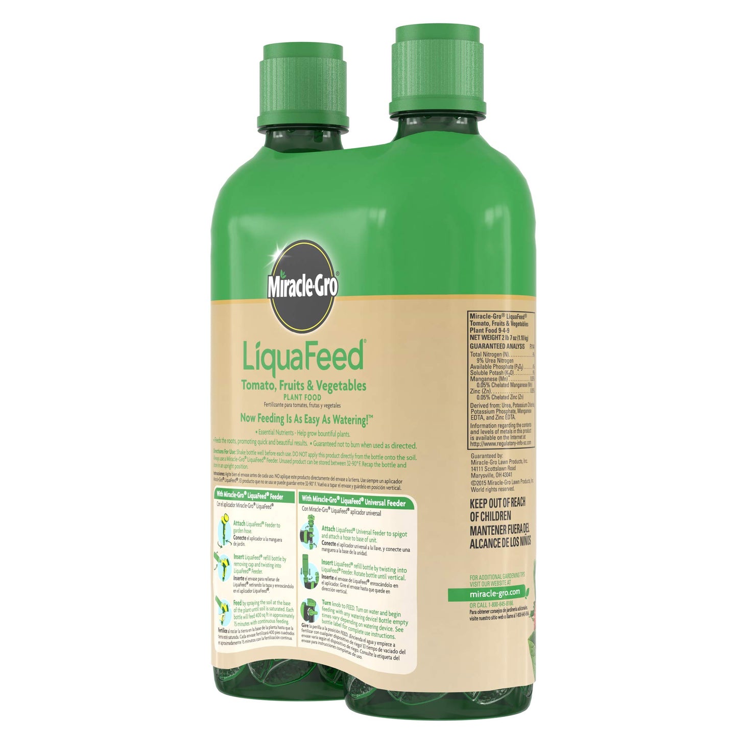 Miracle-Gro LiquaFeed Tomato, Fruits and Vegetables Plant Food, For In-Ground and Container Plants, 16 oz., 2-Pack