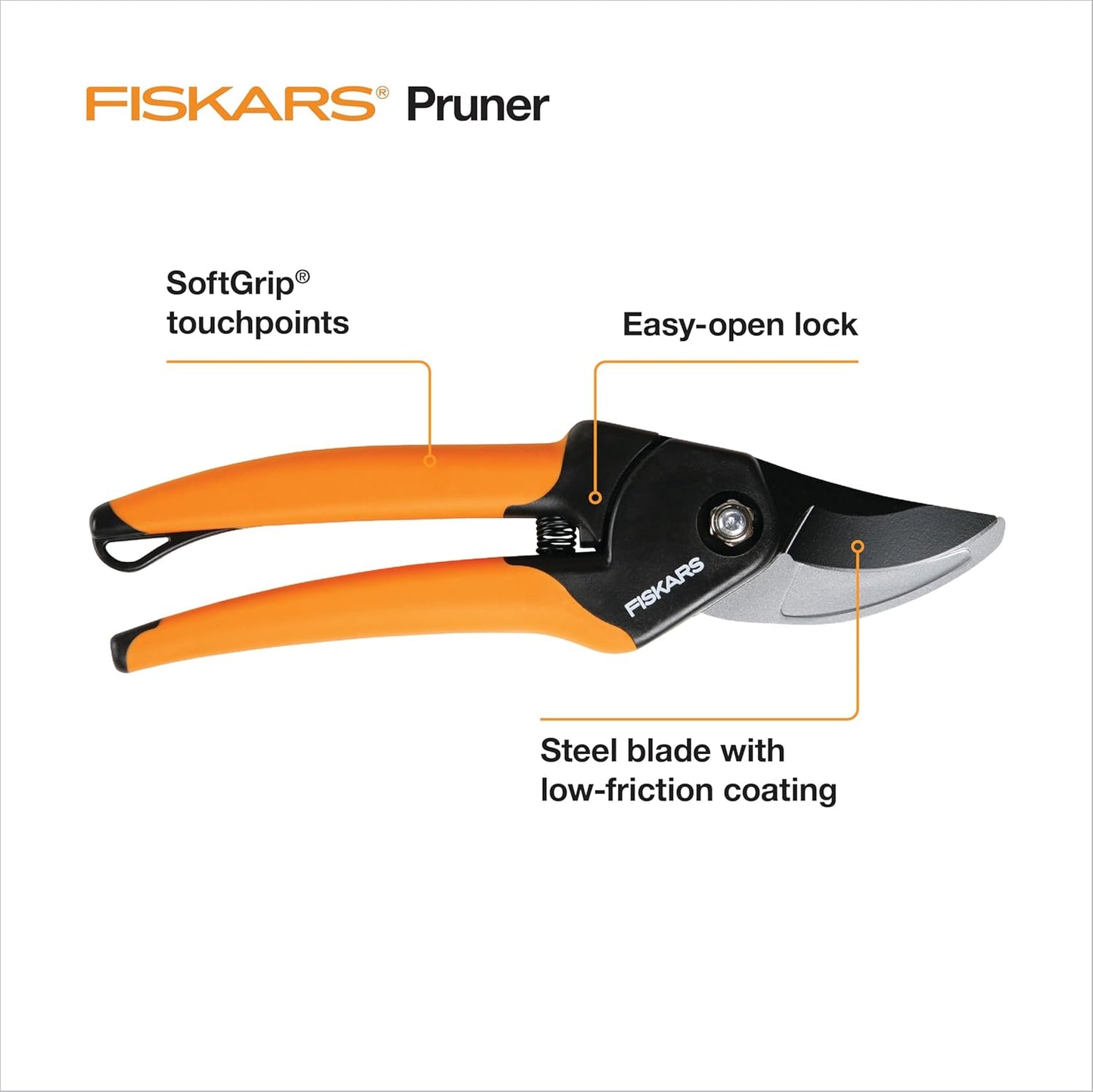 Fiskars Bypass Pruning Shears, 5/8-Inch Cut Capacity Garden Clippers, Gardening Scissors with Sharp, Rust Resistant Steel Blade