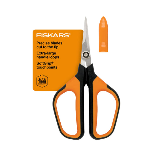 Fiskars 6" Pruning Scissors (2-Pack) for Flowers, Buds, Weeds and Small Plants, Garden Snips with Resin Resistant Nonstick Stainless Steel Blades, Gardening Trimmers with Comfortable Handle