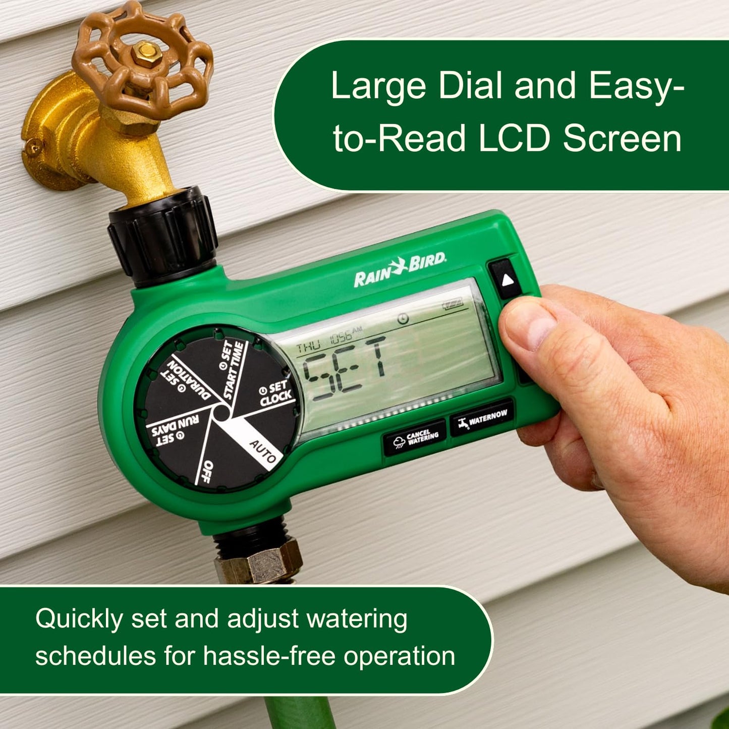Rain Bird 1ZEHTMRP Premium Professional Grade Electronic Digital Hose End Timer/Controller, One Zone/Station, Battery Operated, Brass Inlet/Outlet