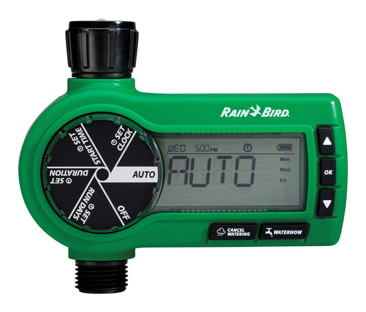 Rain Bird 1ZEHTMRP Premium Professional Grade Electronic Digital Hose End Timer/Controller, One Zone/Station, Battery Operated, Brass Inlet/Outlet