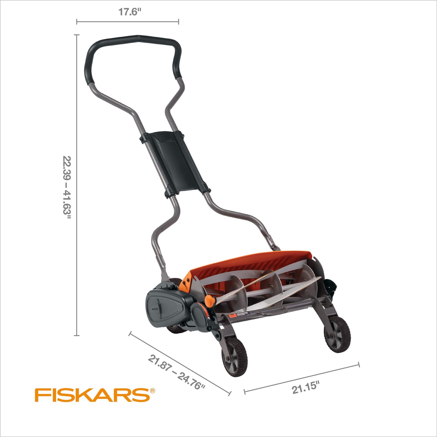 Fiskars Push Mower - 18" Cut Width Manual Reel Mower with No Motor - Grass Cutter with Steel Blades that Stay Sharp - Eco-Friendly Lawn Care