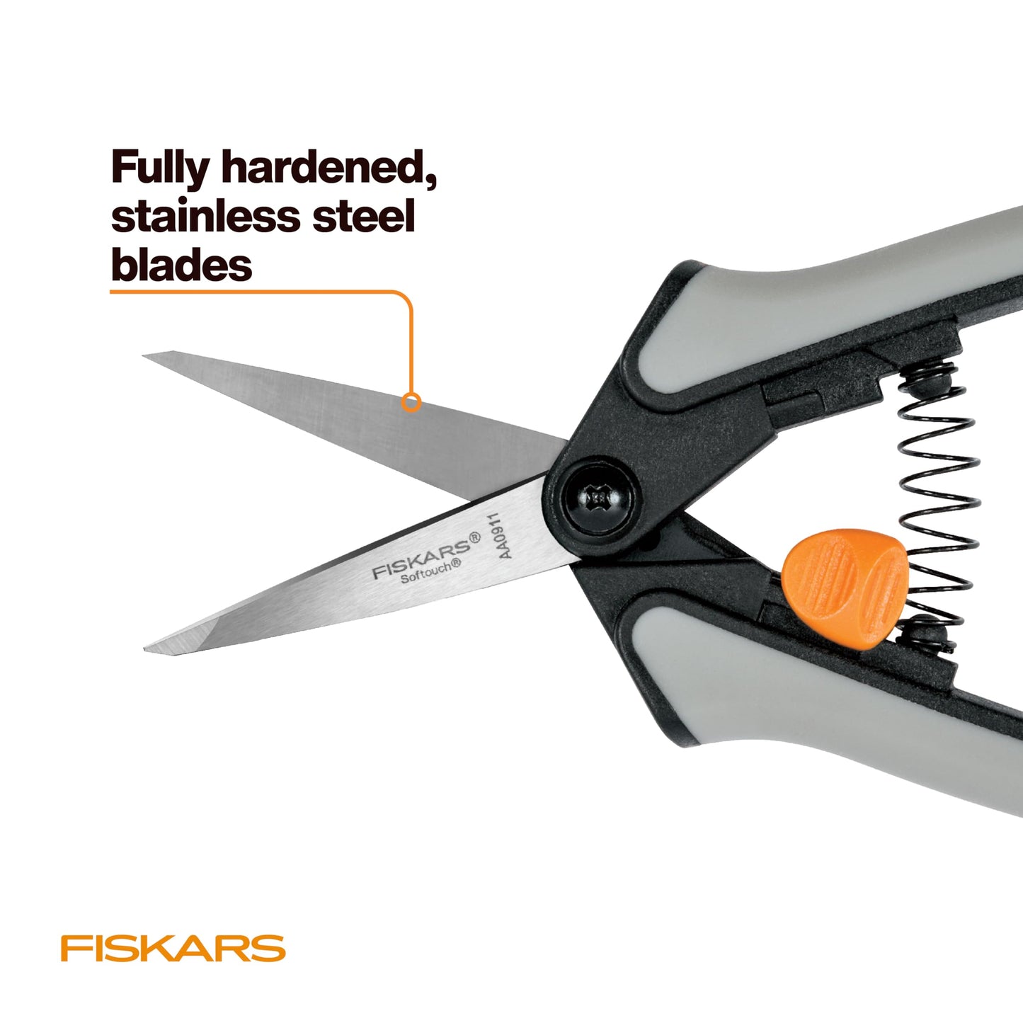 Fiskars 6" Pruning Scissors (2-Pack) for Flowers, Buds, Weeds and Small Plants, Garden Snips with Resin Resistant Nonstick Stainless Steel Blades, Gardening Trimmers with Comfortable Handle