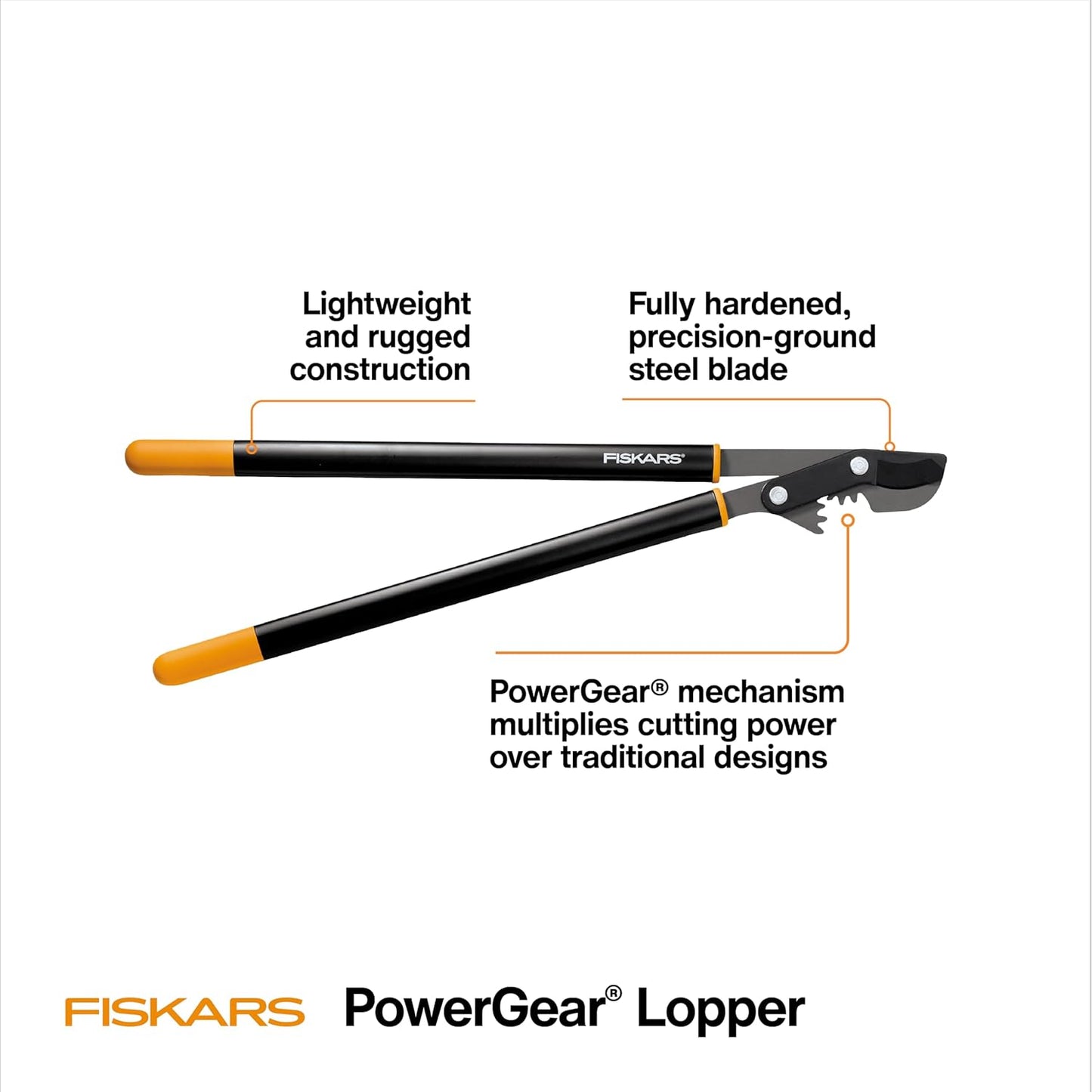 Fiskars 15-Inch PowerGear Loppers, Sharp Steel Blade Bush and Tree Trimmer, Cuts up to 1.25-Inch Diameter Branches, Rust Resistant and Lightweight Pruner, Yard Tools for Gardening