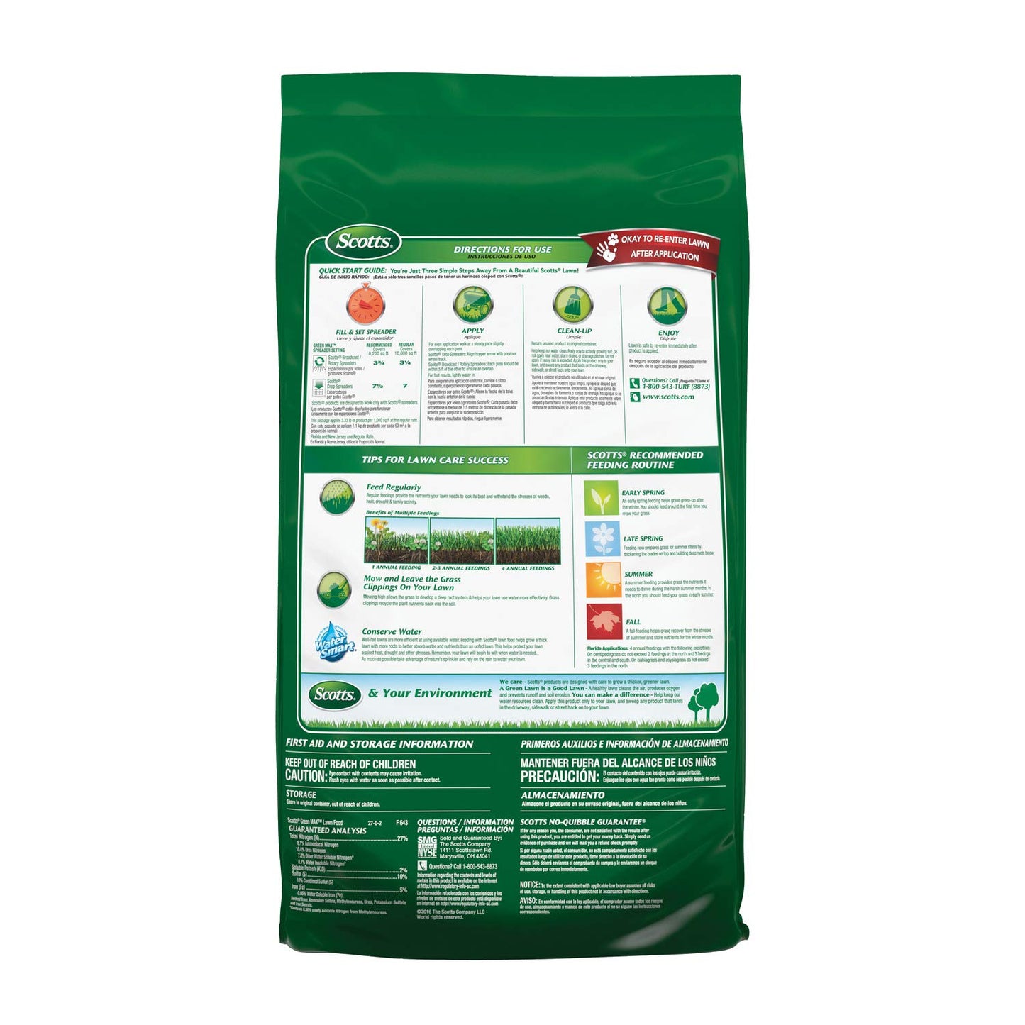 Scotts Green Max Lawn Food, Lawn Fertilizer Plus Iron Supplement for Greener Grass in 3 Days, 5,000 sq. ft., 16.67 lbs.