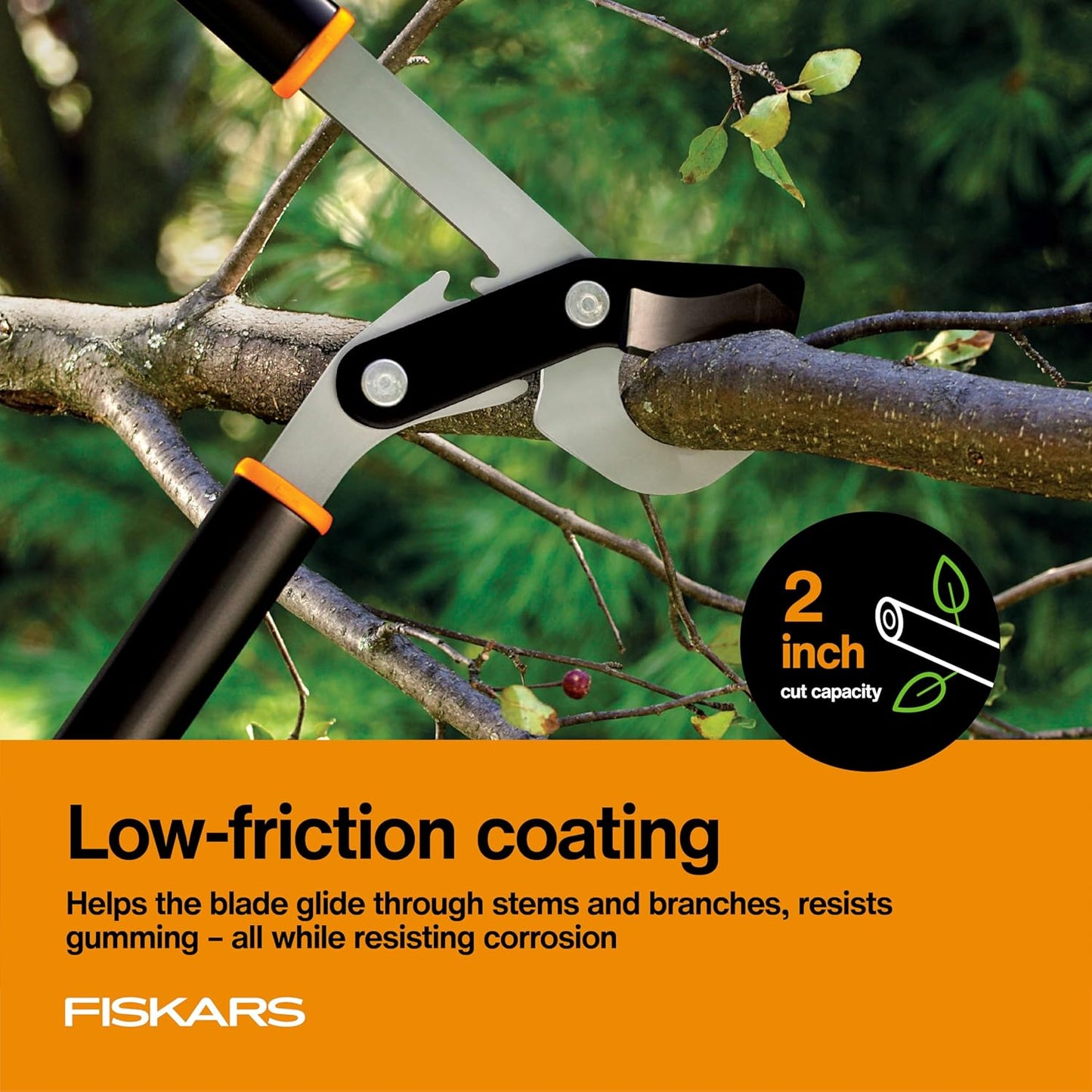 Fiskars 15-Inch PowerGear Loppers, Sharp Steel Blade Bush and Tree Trimmer, Cuts up to 1.25-Inch Diameter Branches, Rust Resistant and Lightweight Pruner, Yard Tools for Gardening