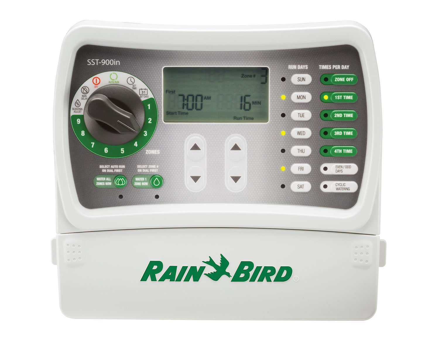 Rain Bird SST1200OUT Simple-to-Set Indoor/Outdoor Sprinkler/Irrigation Timer/Controller, 12-Zone/Station (this New/Improved Model Replaces SST1200O),Gray/Green