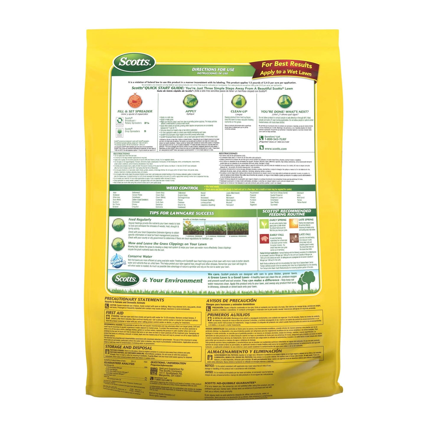 Scotts Turf Builder Weed & Feed3, Weed Killer Plus Lawn Fertilizer, Controls Dandelion and Clover, 5,000 sq. ft., 14.29 lbs.