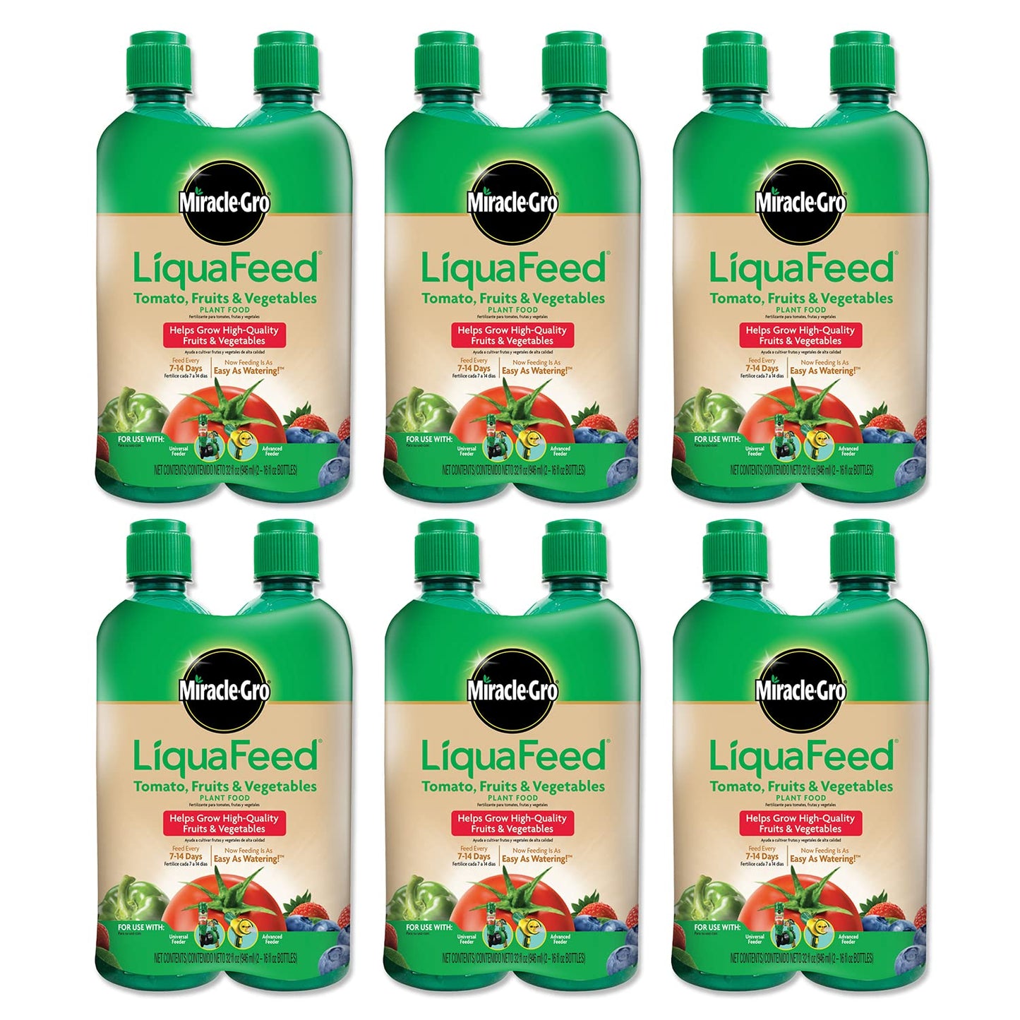 Miracle-Gro LiquaFeed Tomato, Fruits and Vegetables Plant Food, For In-Ground and Container Plants, 16 oz., 2-Pack