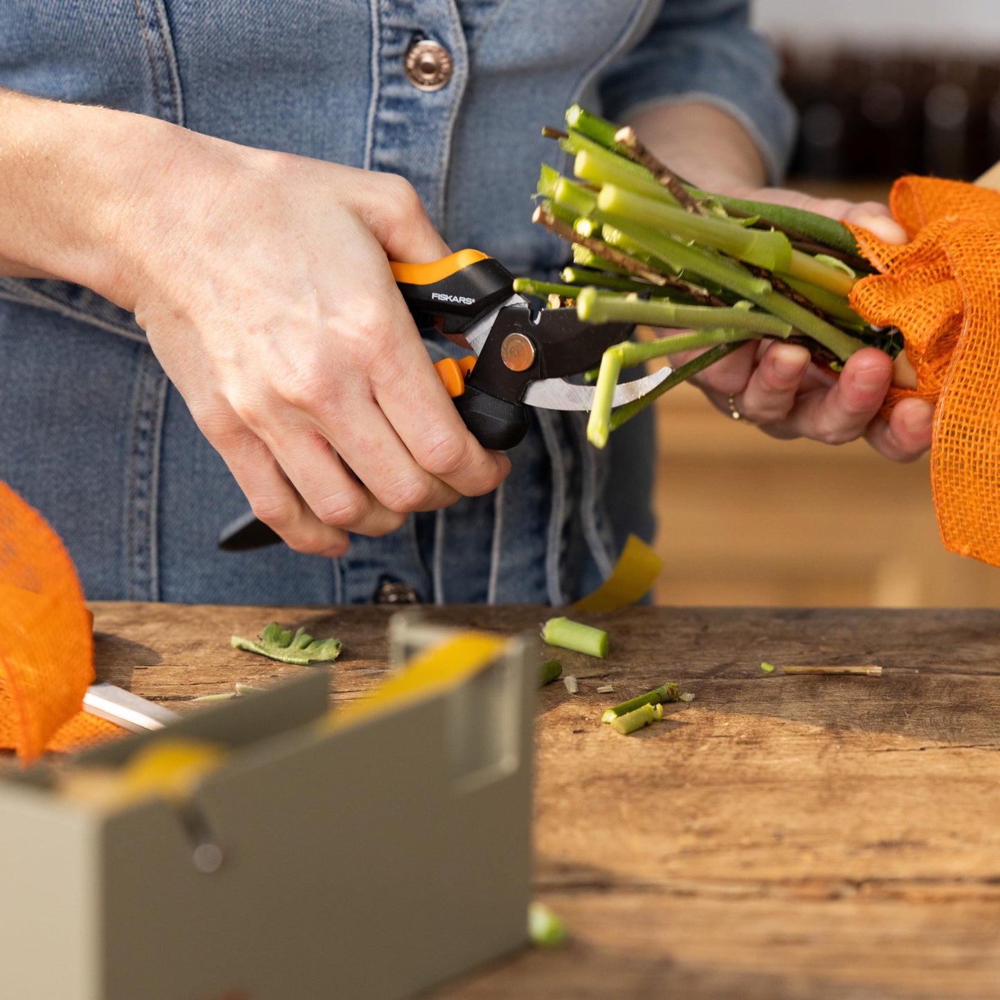 Fiskars 6" Pruning Scissors (2-Pack) for Flowers, Buds, Weeds and Small Plants, Garden Snips with Resin Resistant Nonstick Stainless Steel Blades, Gardening Trimmers with Comfortable Handle