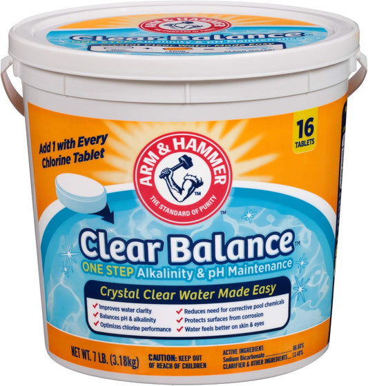 ARM & HAMMER Clear Balance Swimming Pool Alkalinity pH Maintenance Tablets, White, 1 Pack, 24 Count