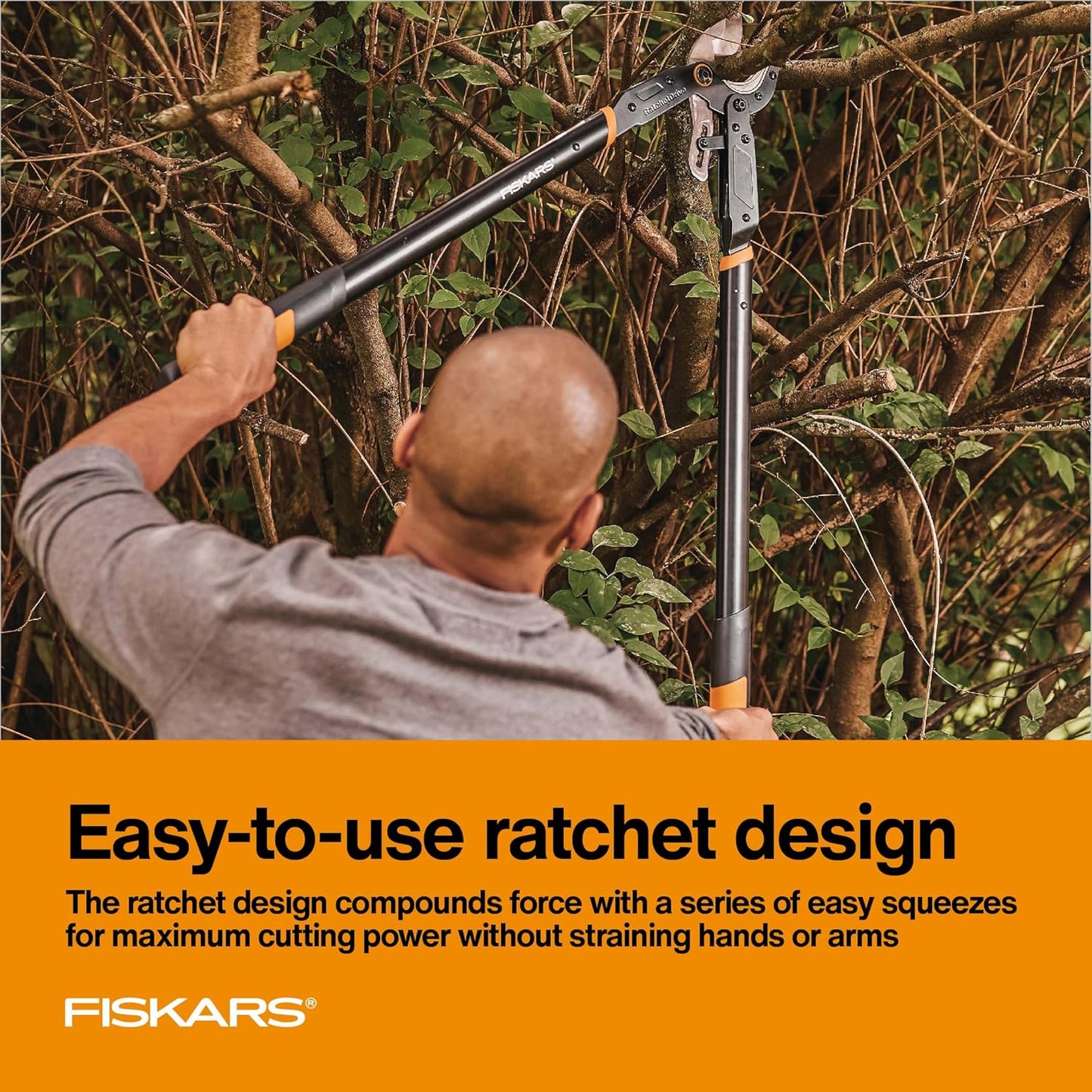 Fiskars 15-Inch PowerGear Loppers, Sharp Steel Blade Bush and Tree Trimmer, Cuts up to 1.25-Inch Diameter Branches, Rust Resistant and Lightweight Pruner, Yard Tools for Gardening