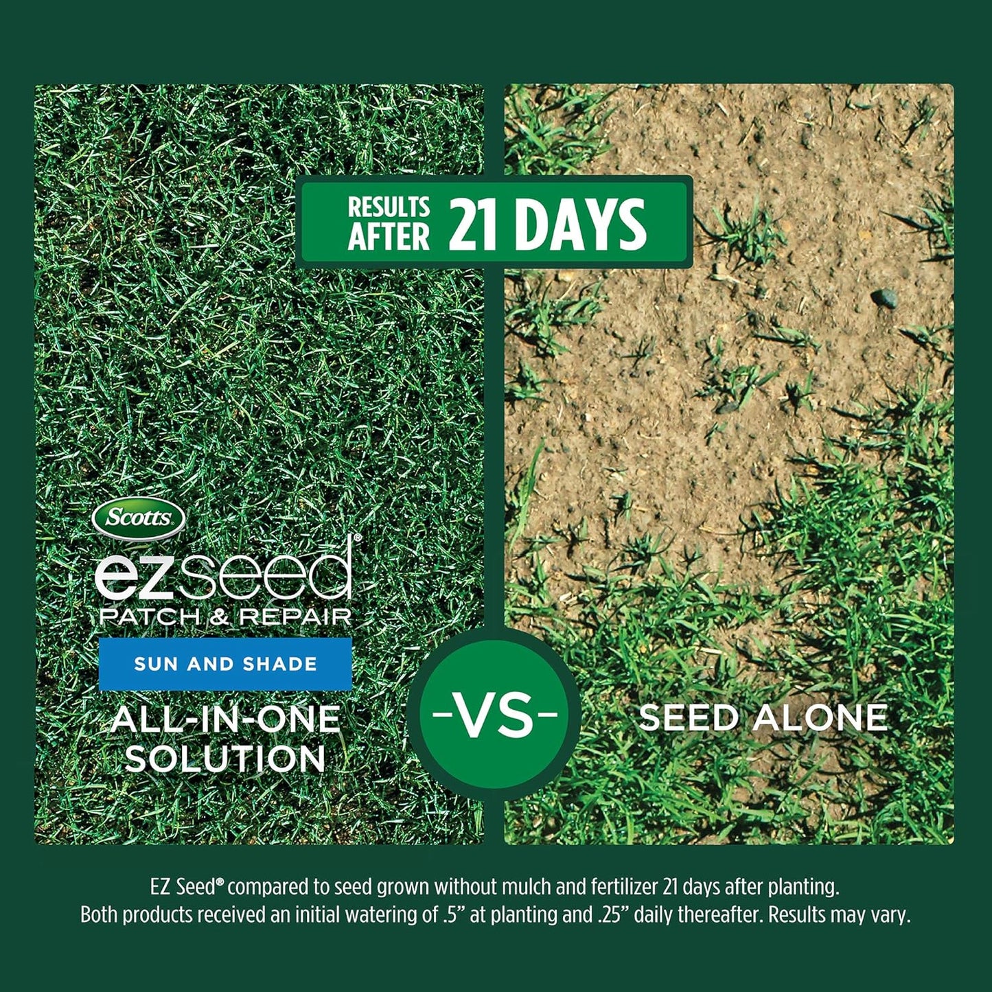 Scotts EZ Seed Patch & Repair Sun and Shade Mulch, Grass Seed, Fertilizer Combination for Bare Spots and Repair, 3.75 lb, Brown